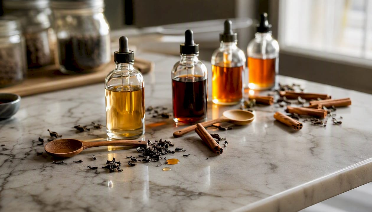 Syrup bottles with natural flavor ingredients