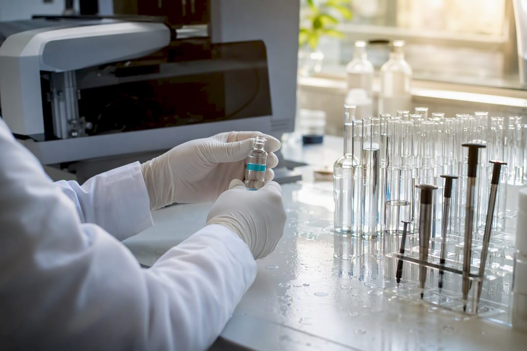 Laboratory testing coffee batch vial