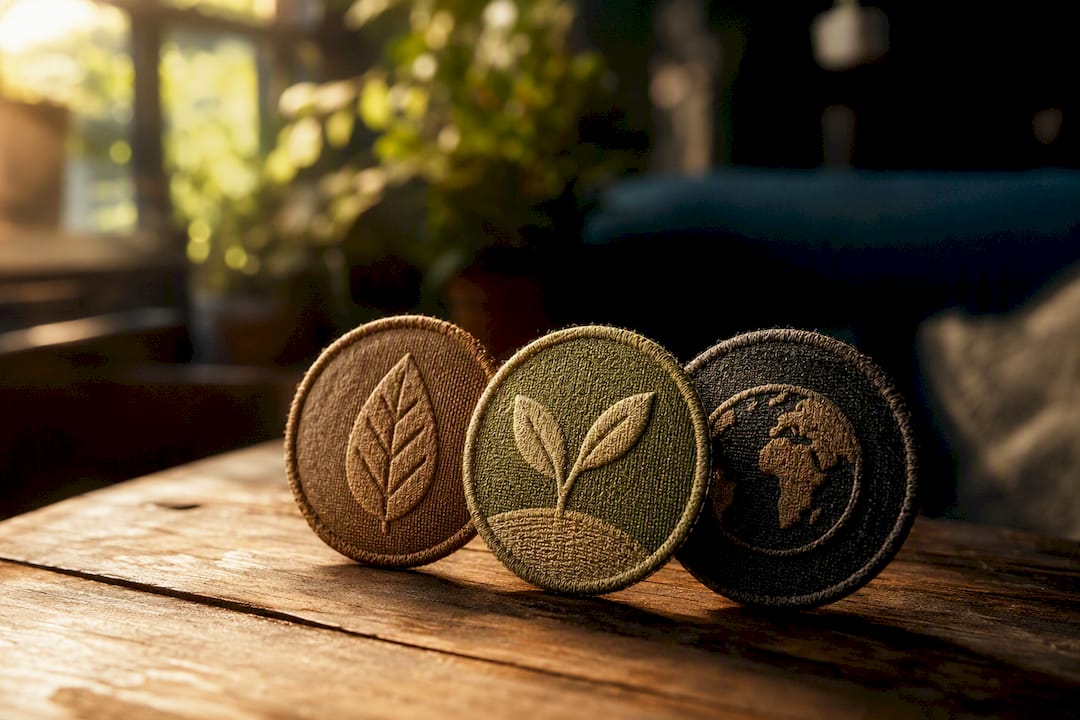 Close-up of organic certification badges