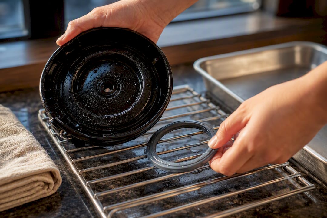 Rubber airpot gasket drying after cleaning