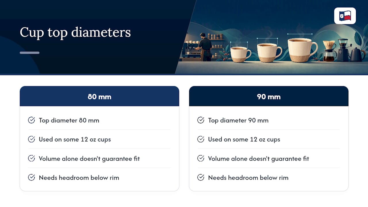 80mm and 90mm cup lid diameter comparison