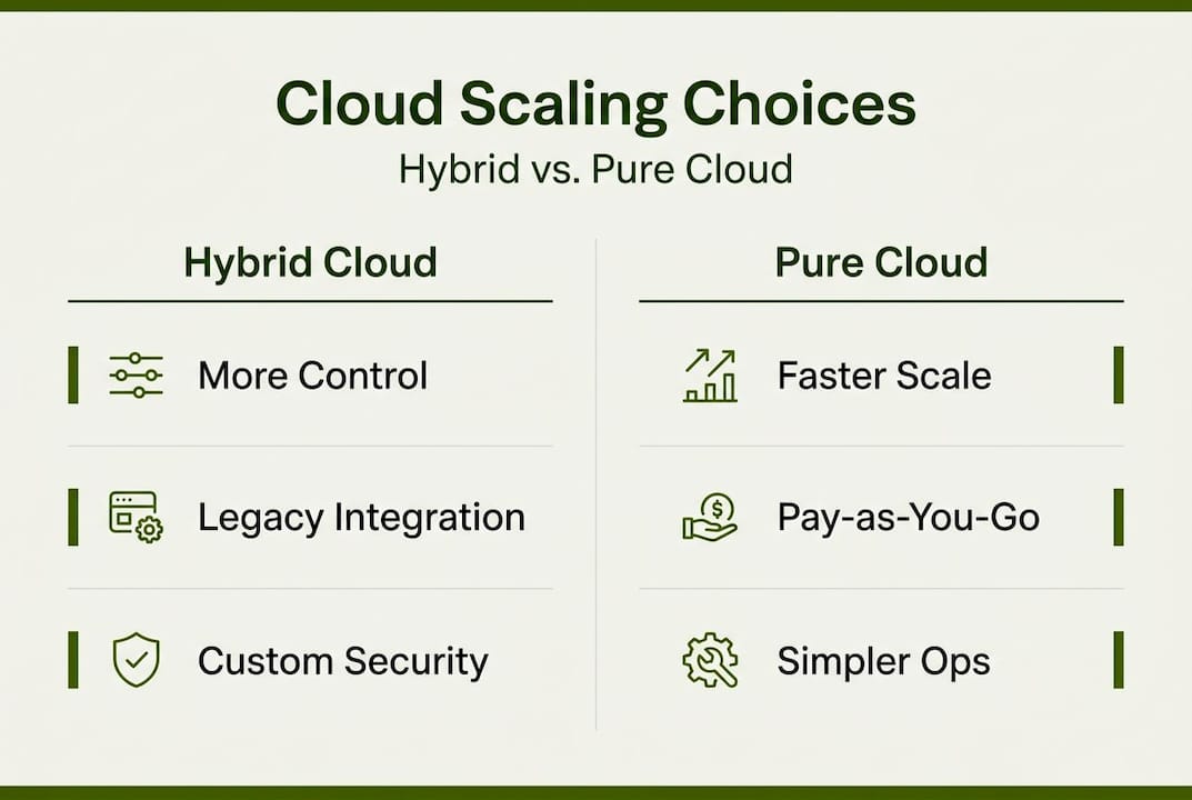 Infographic comparing hybrid and pure cloud models