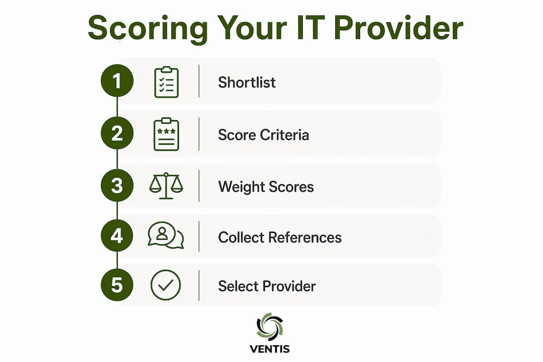 Infographic outlining IT provider selection steps