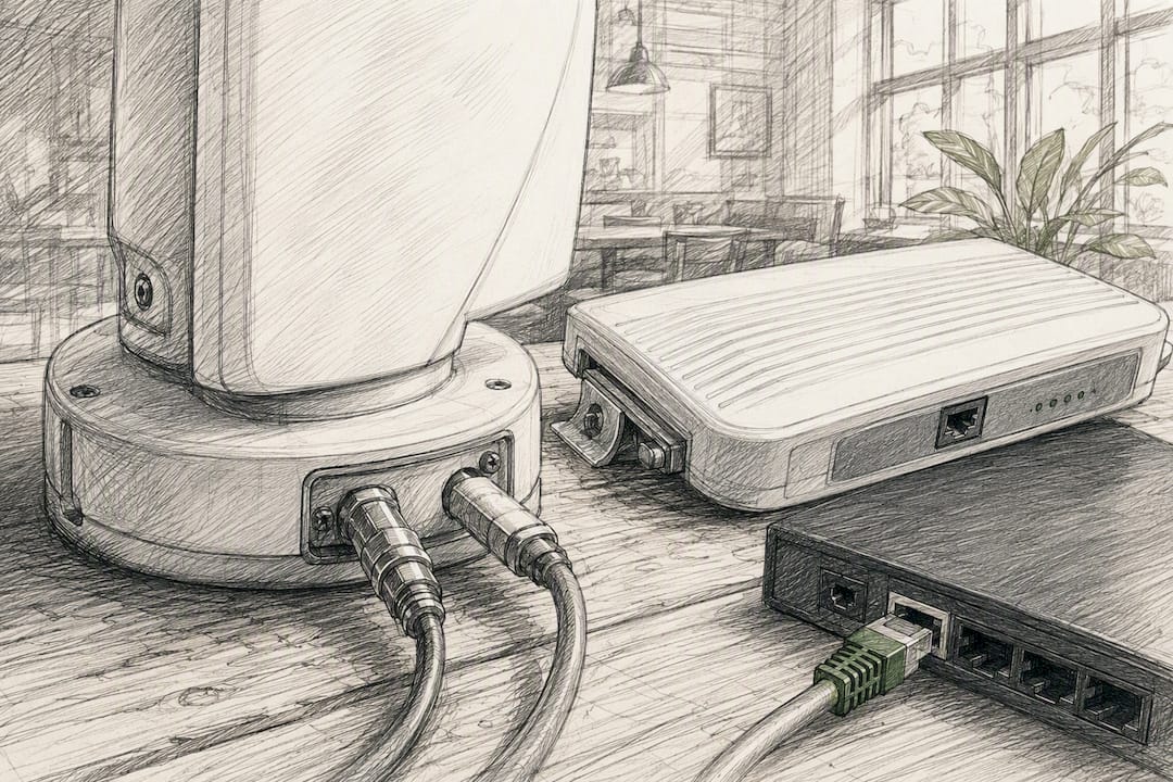 Close-up of backup internet equipment devices