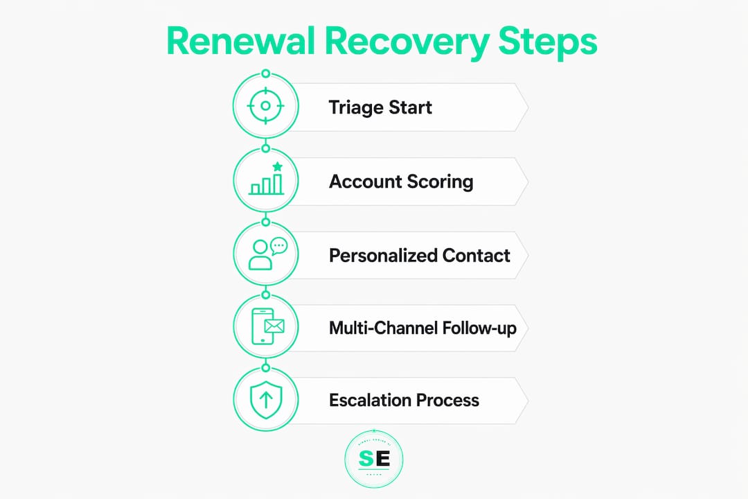Infographic showing renewal recovery step-by-step playbook