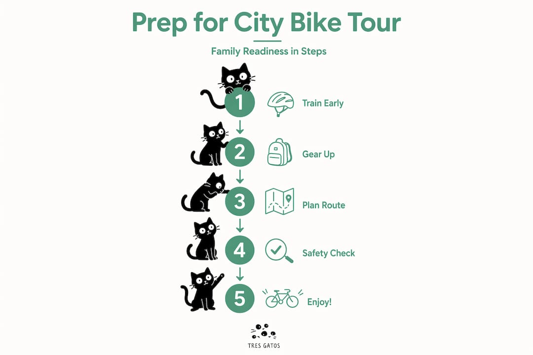 Vertical steps to prepare family city bike tour