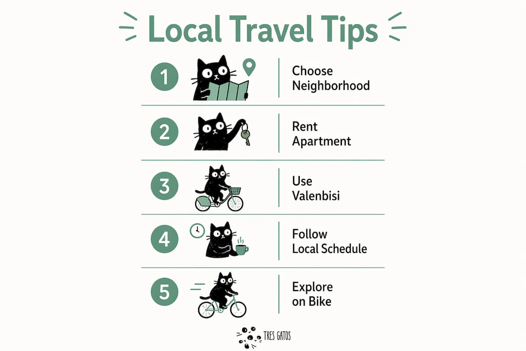 Infographic with five local travel tips for Valencia