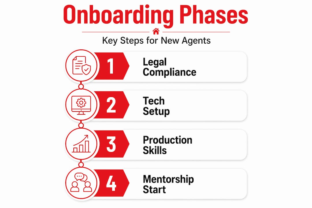 Infographic vertical flow of real estate agent onboarding steps