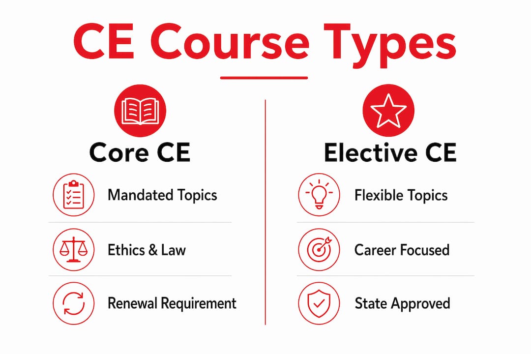 Infographic comparing core and elective real estate courses