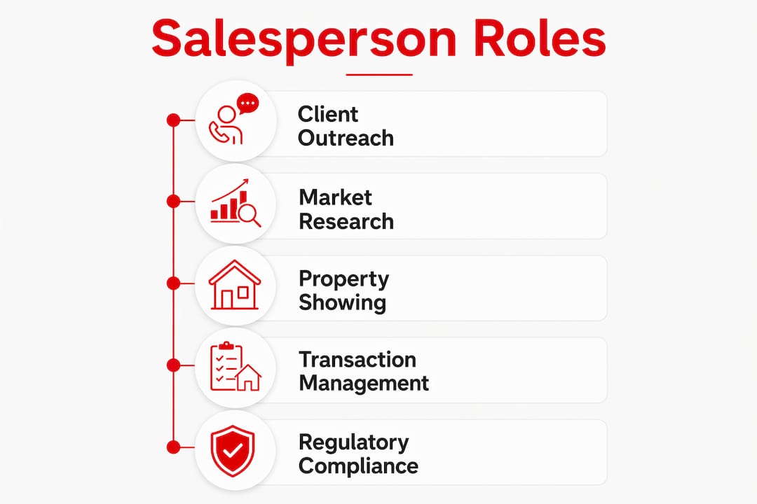 Infographic showing key real estate salesperson roles