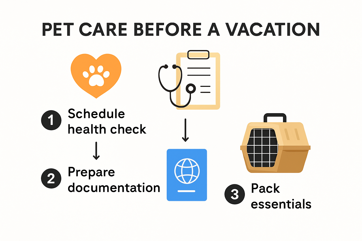 Checklist for preparing pets before vacation