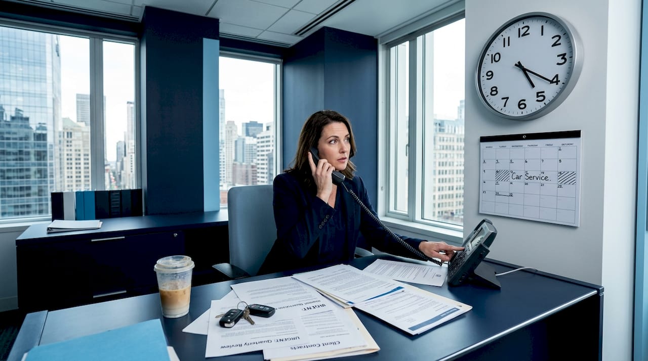Business owner tracking vehicle downtime from office