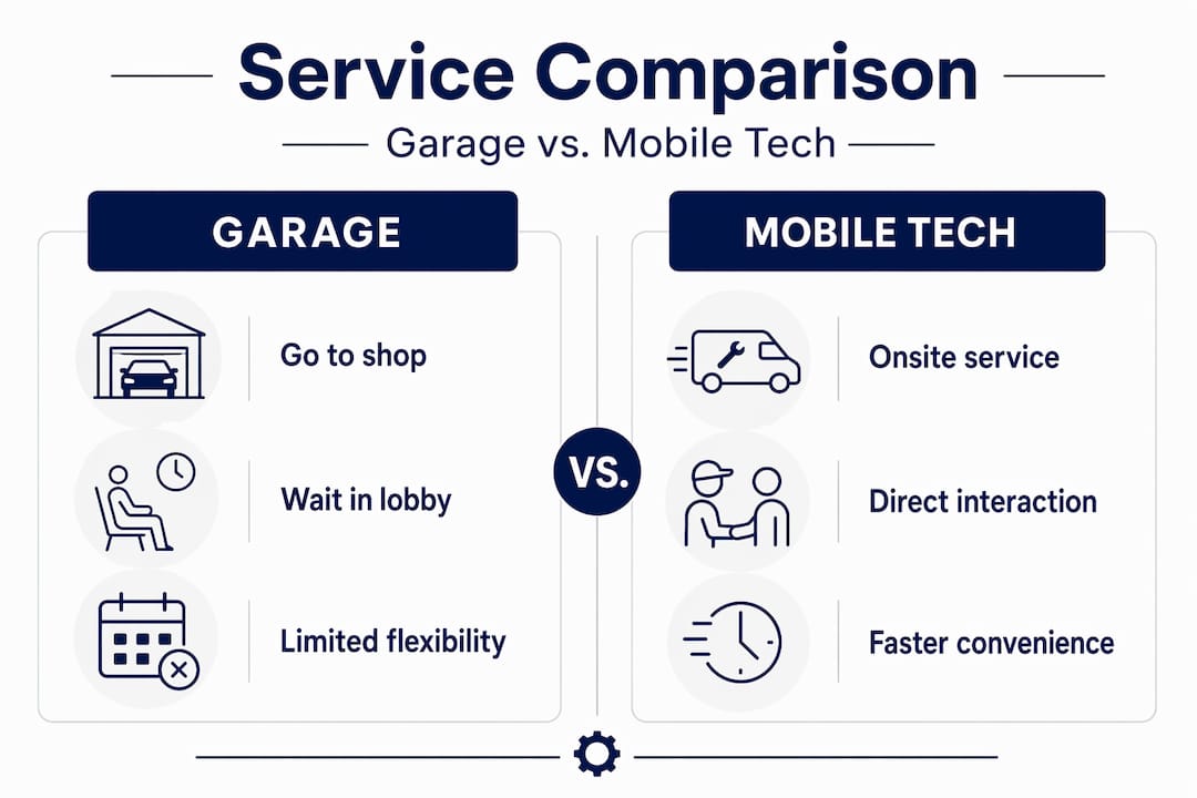 Infographic comparing garage and mobile tech services