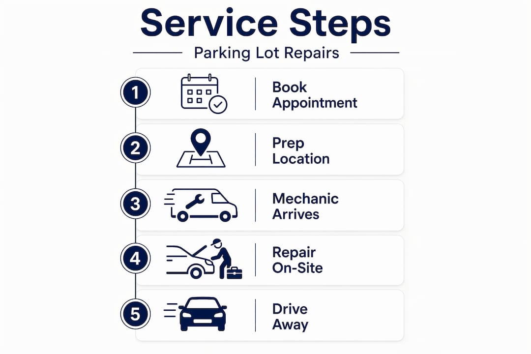 Infographic showing steps for mobile mechanic service