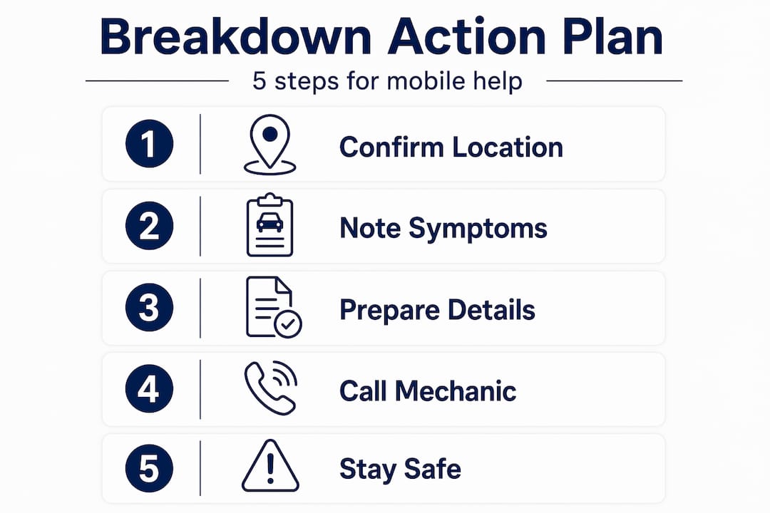 Infographic with five breakdown action steps