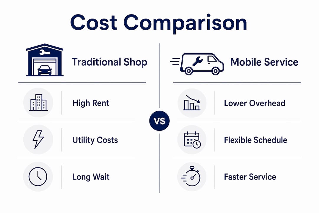 Infographic comparing costs of traditional vs mobile auto services