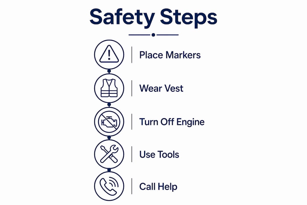 Infographic illustrating key roadside safety steps
