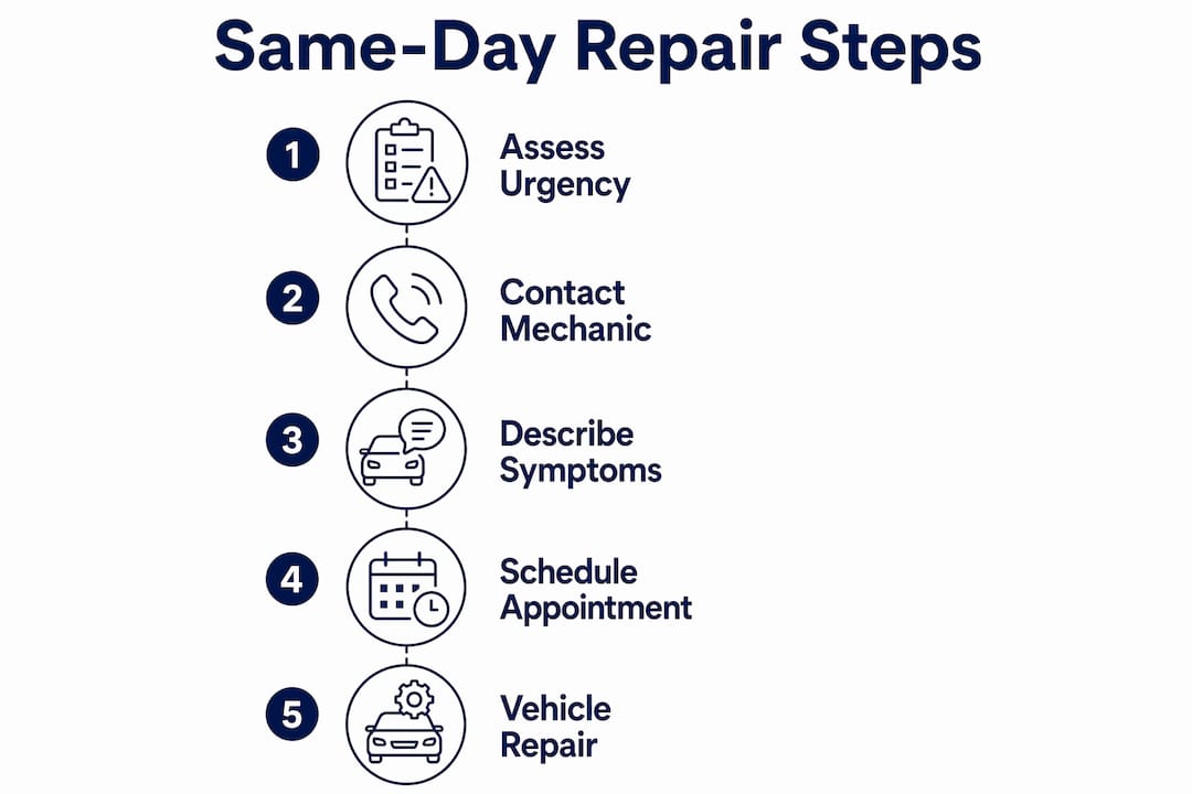 Infographic illustrating steps for same-day car repair