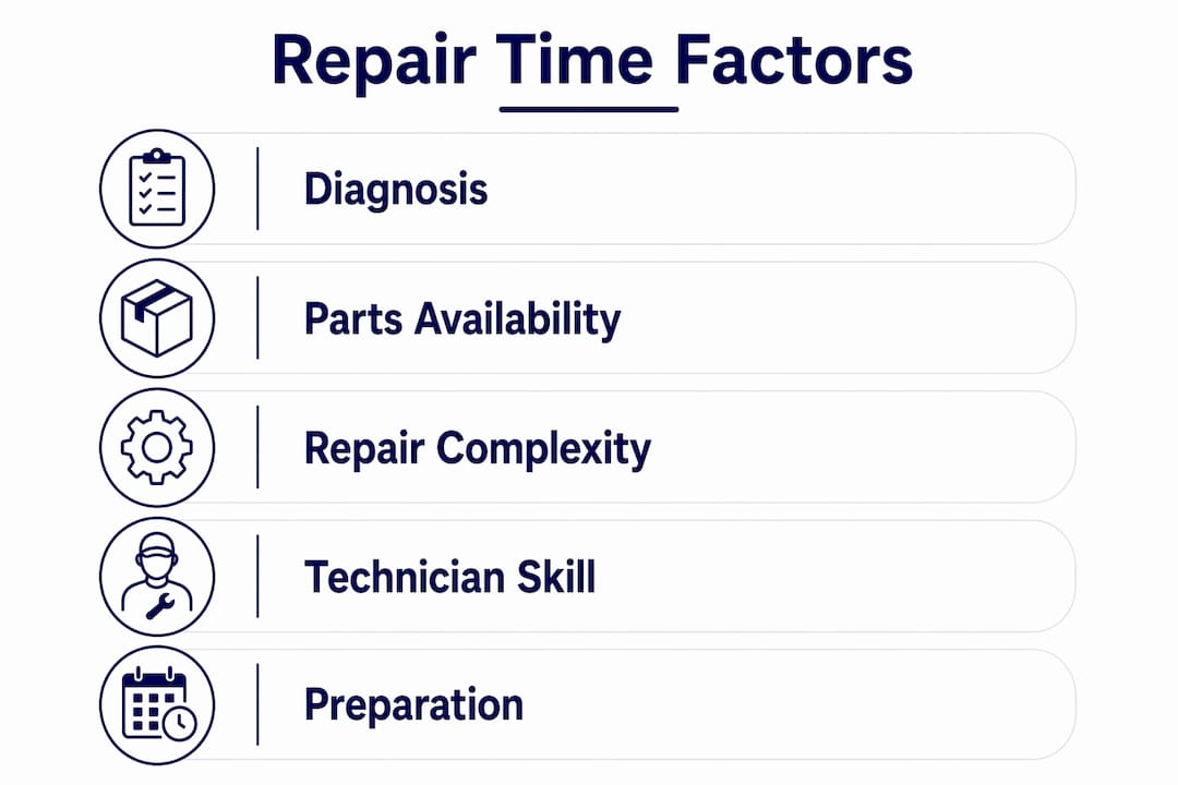 Infographic showing factors that affect vehicle repair time