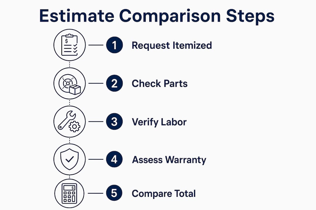 Infographic illustrating steps to compare repair estimates