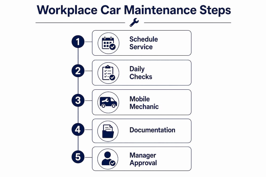 Infographic outlining workplace car maintenance process steps