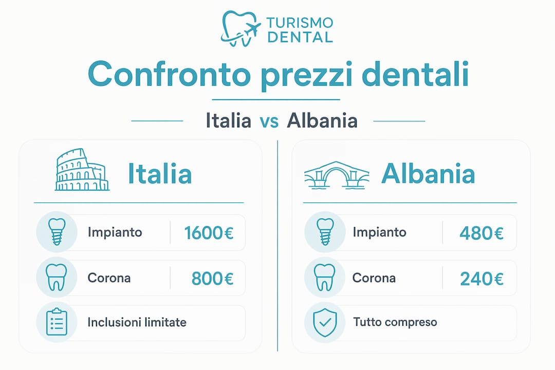 Confronto dei costi delle cure dentistiche tra Italia e Albania