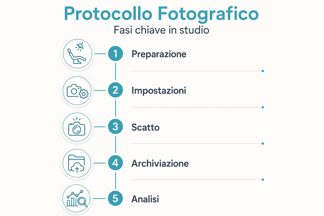 Guida illustrata ai cinque passaggi fondamentali della fotografia odontoiatrica