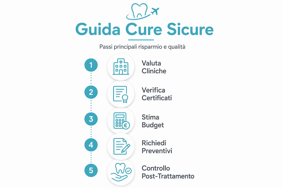 Infografica con tutti i passaggi per una cura dentale sicura