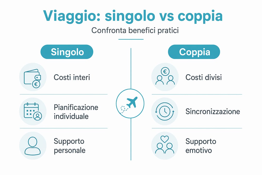 Infografica: confronto tra viaggio odontoiatrico da soli e in coppia