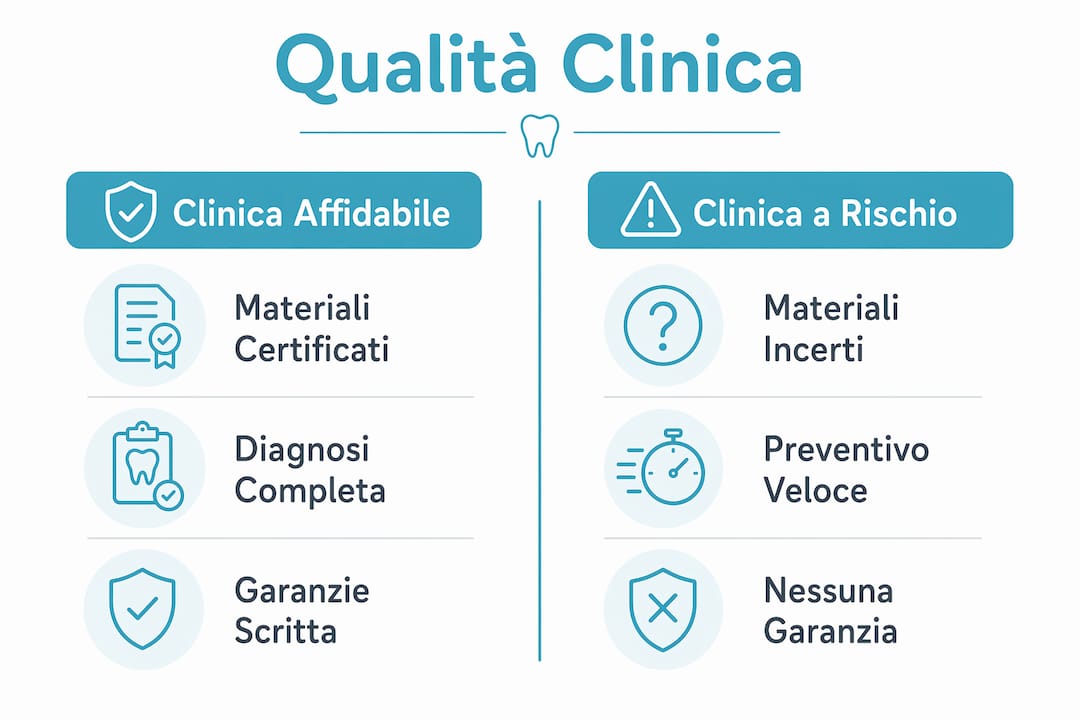 Infografica: le differenze tra studi dentistici di fiducia e quelli da cui è meglio diffidare