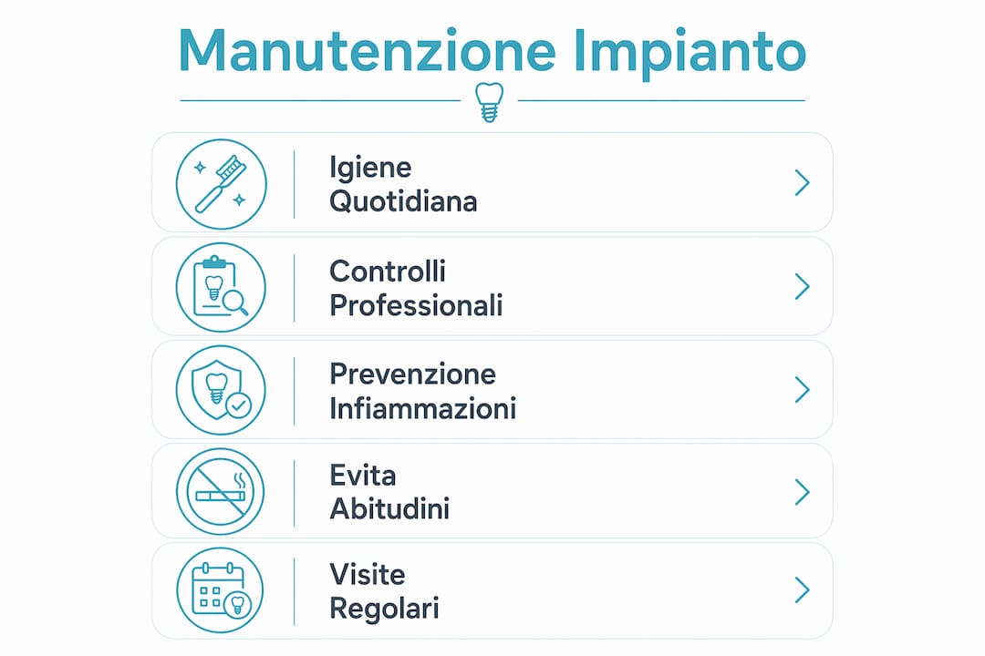 Infografica: tutti i passaggi per una corretta manutenzione dell’impianto dentale