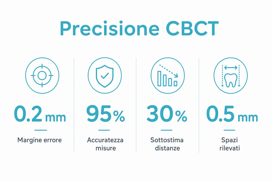 Grafico illustrativo sulla precisione delle misurazioni con CBCT