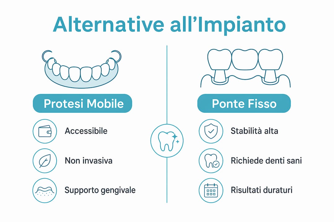 Infografica: le principali alternative all’impianto dentale a confronto