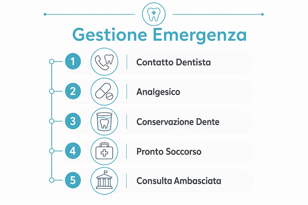 Infografica: cosa fare in caso di emergenza ai denti mentre sei in viaggio