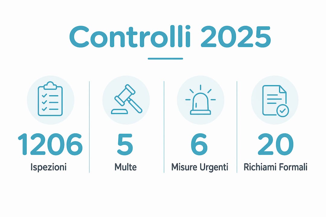 Infografica con i dati sulle ispezioni igienico-sanitarie nelle strutture cliniche previste per il 2025
