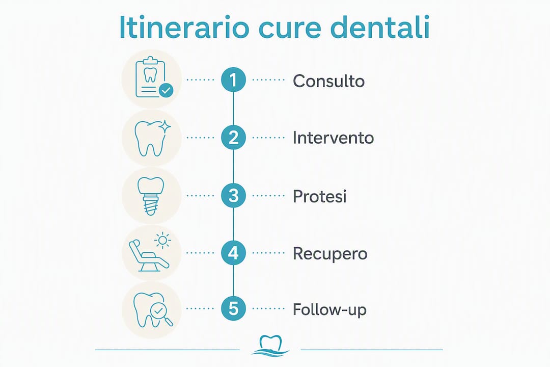 Infografica: tutte le tappe del percorso per le cure dentali a Tirana