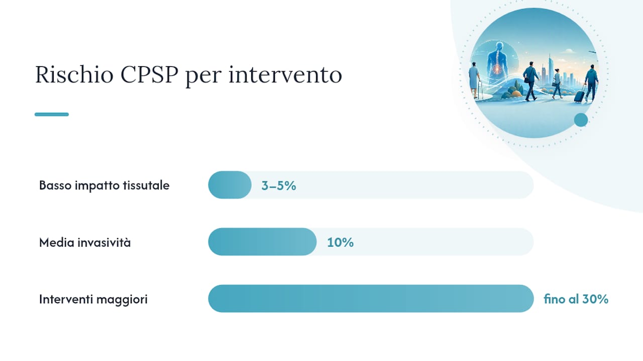 Grafico sull'incidenza del dolore cronico in base al tipo di intervento