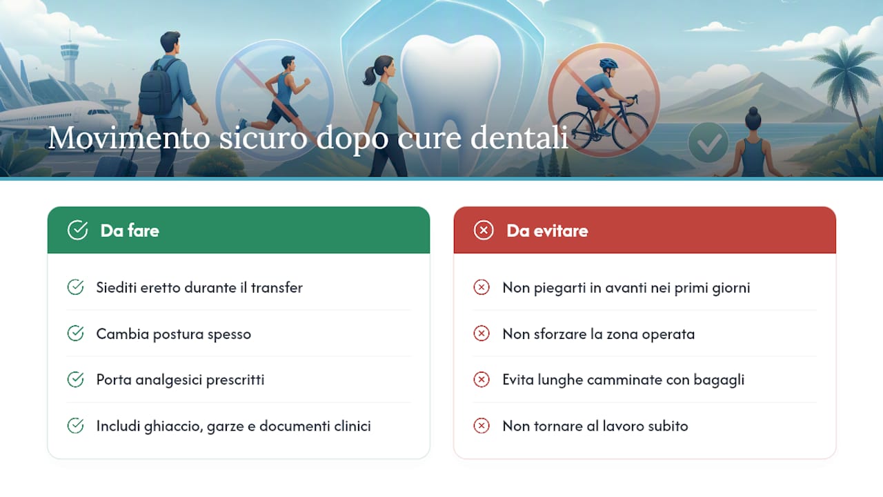 Come muoverti in viaggio senza compromettere la guarigione — overview diagram