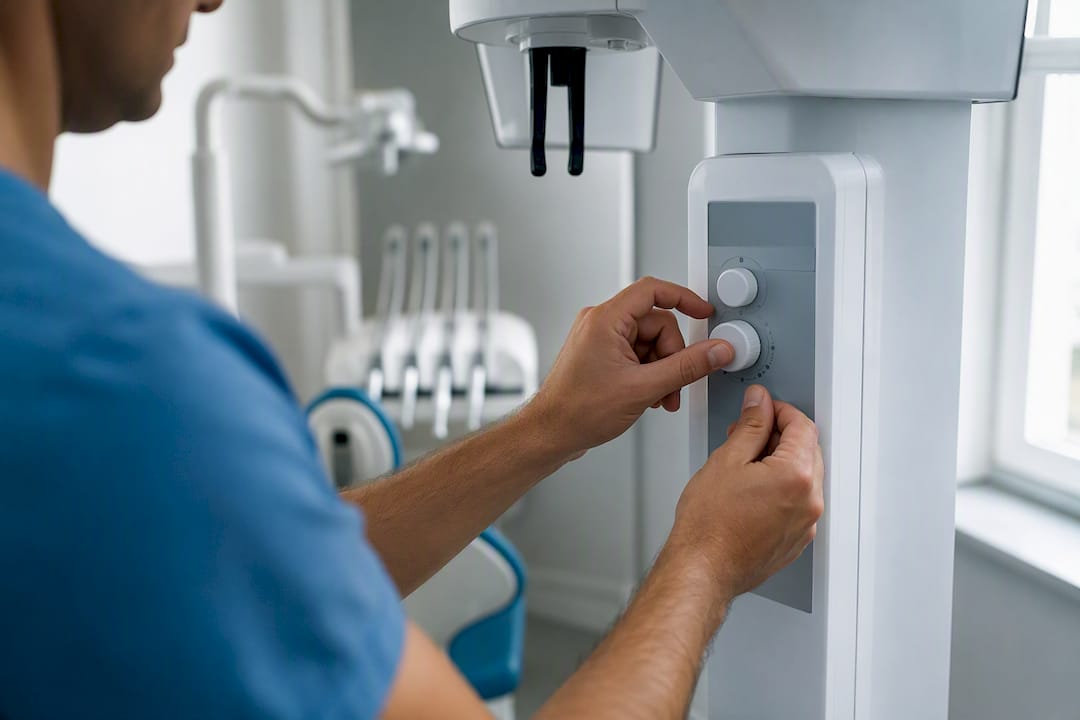 Mani che impostano la risoluzione dei voxel nella CBCT