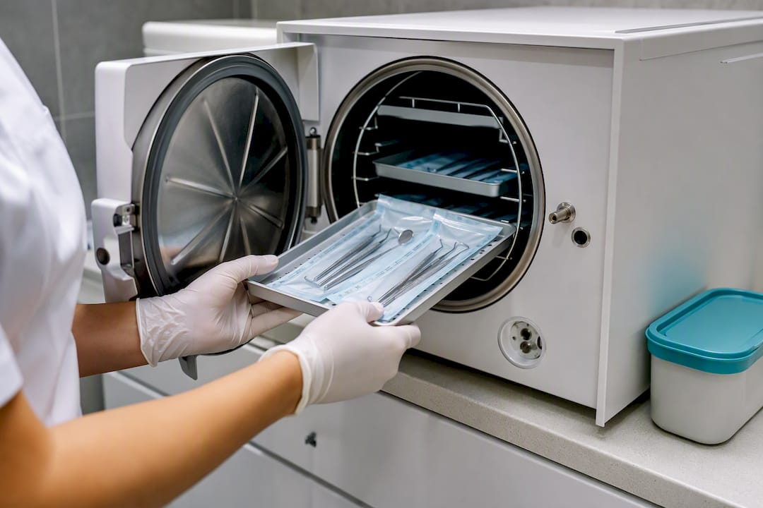 Autoclave con strumenti odontoiatrici sterilizzati