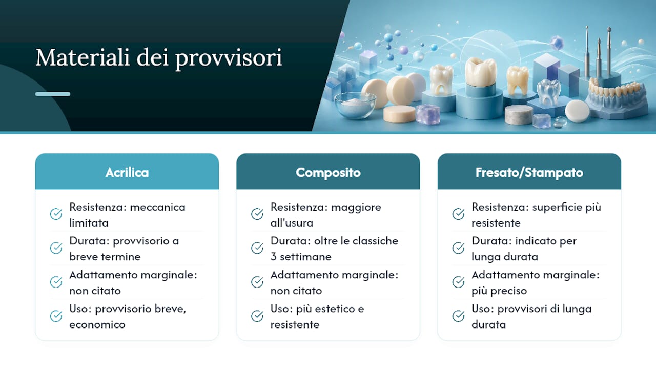 Confronto tra diversi materiali per corone provvisorie