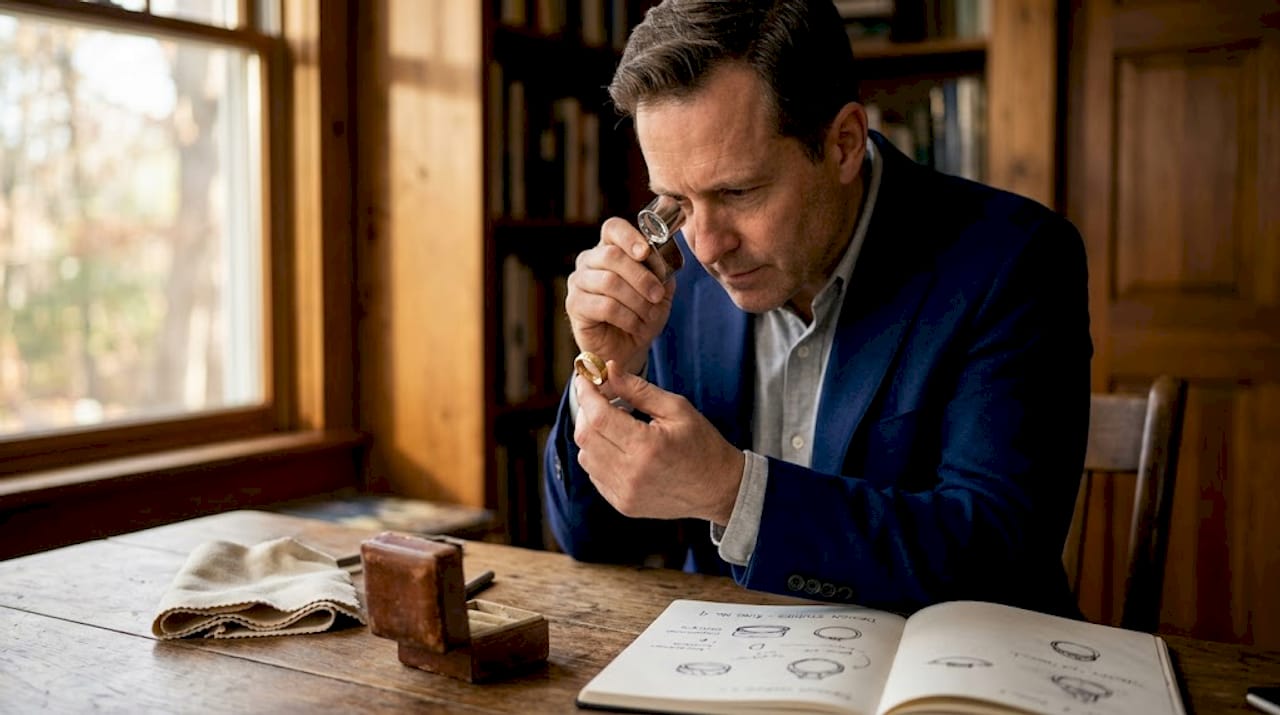 How to Appreciate Artisan Jewelry Craftsmanship Details Man inspecting fine details of artisan jewelry
