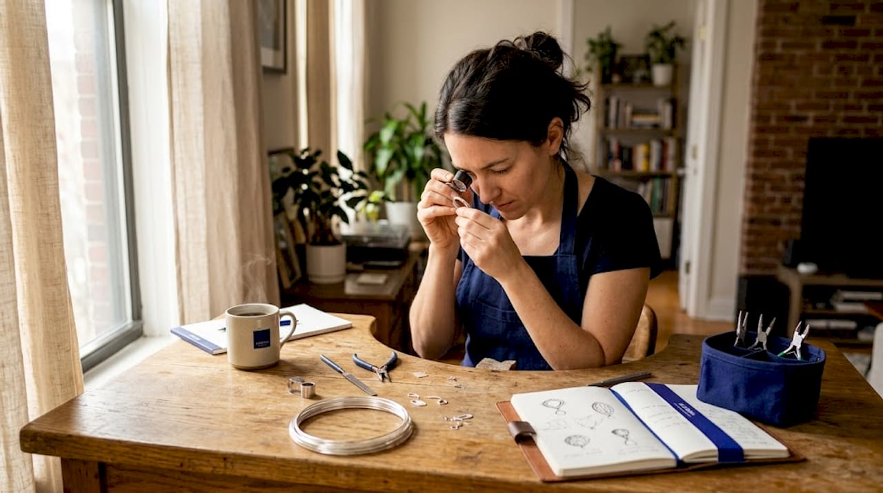 How to Appreciate Artisan Jewelry Craftsmanship Details Artisan jeweler working with tools in studio