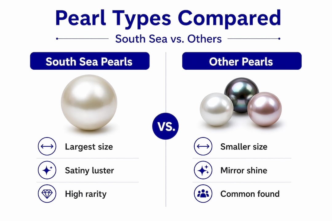South Sea Pearls: What Collectors Need to Know Infographic comparing South Sea and other pearls