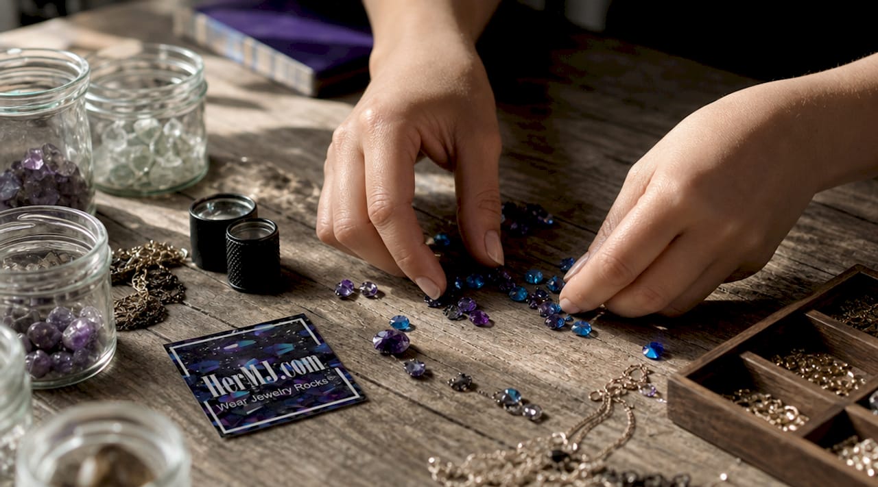 Mix Gemstone Jewelry into Modern Looks That Turn Heads Jewelry designer arranging gemstones and metals
