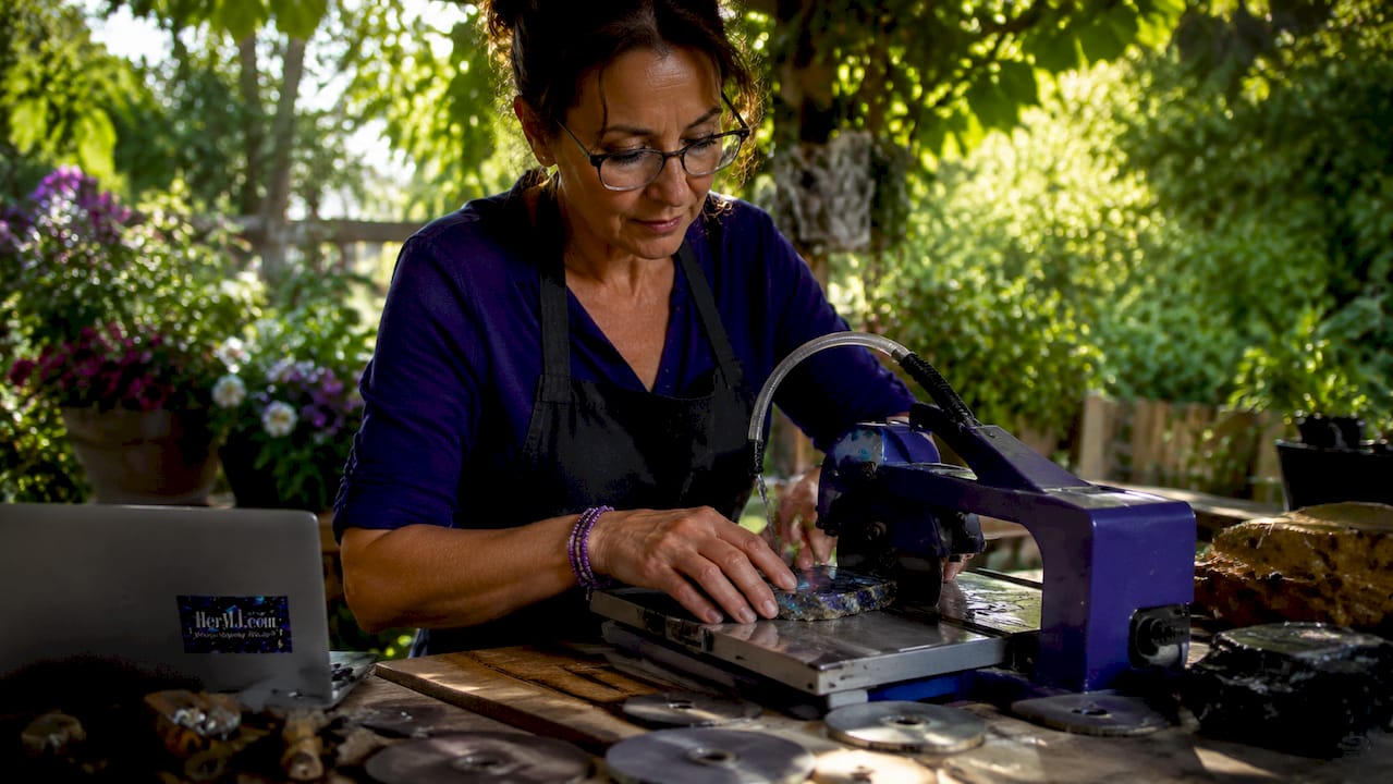 What Is Lapidary Work: A Beginner's Craft Guide Artisan cutting raw gemstone slab