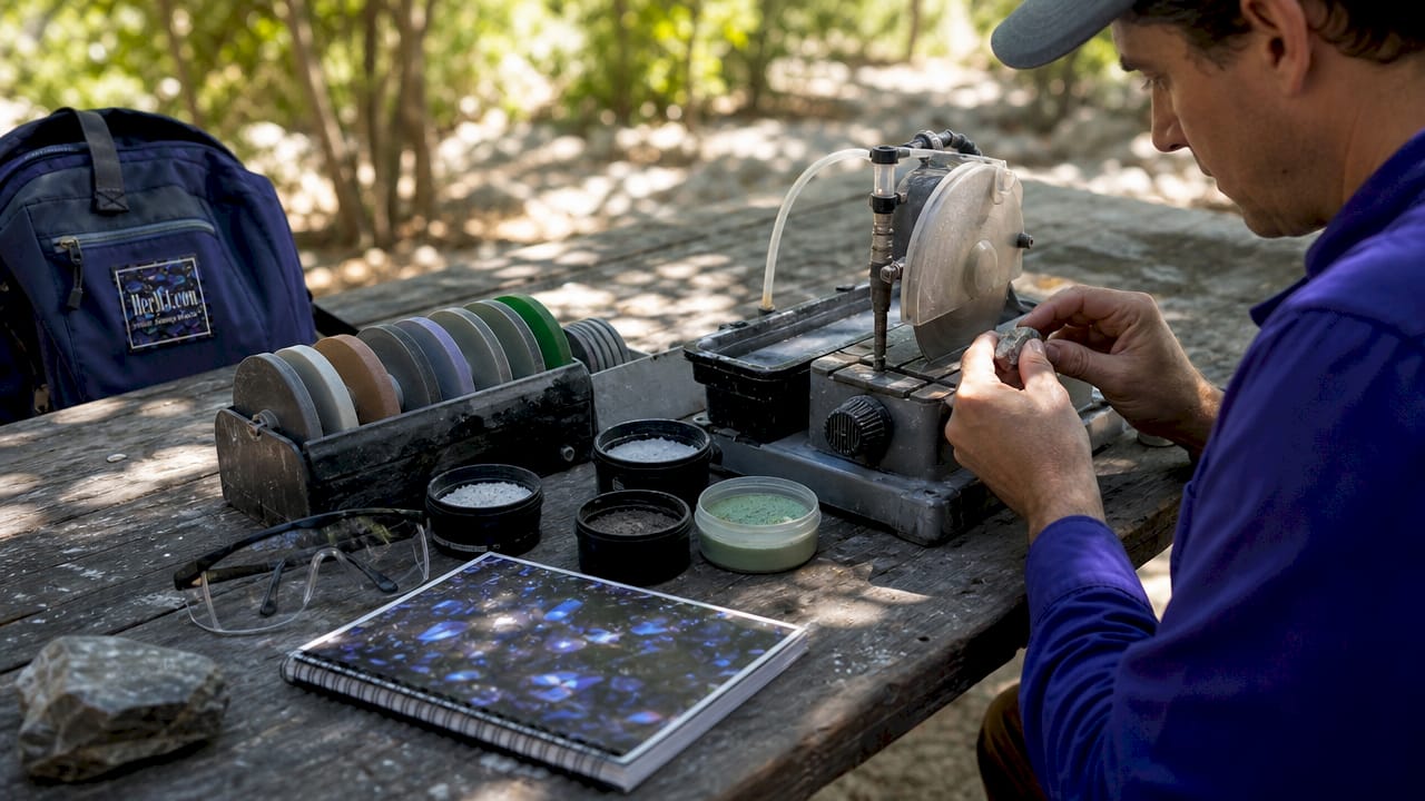 What Is Lapidary Work: A Beginner's Craft Guide Overhead view of lapidary beginner tools
