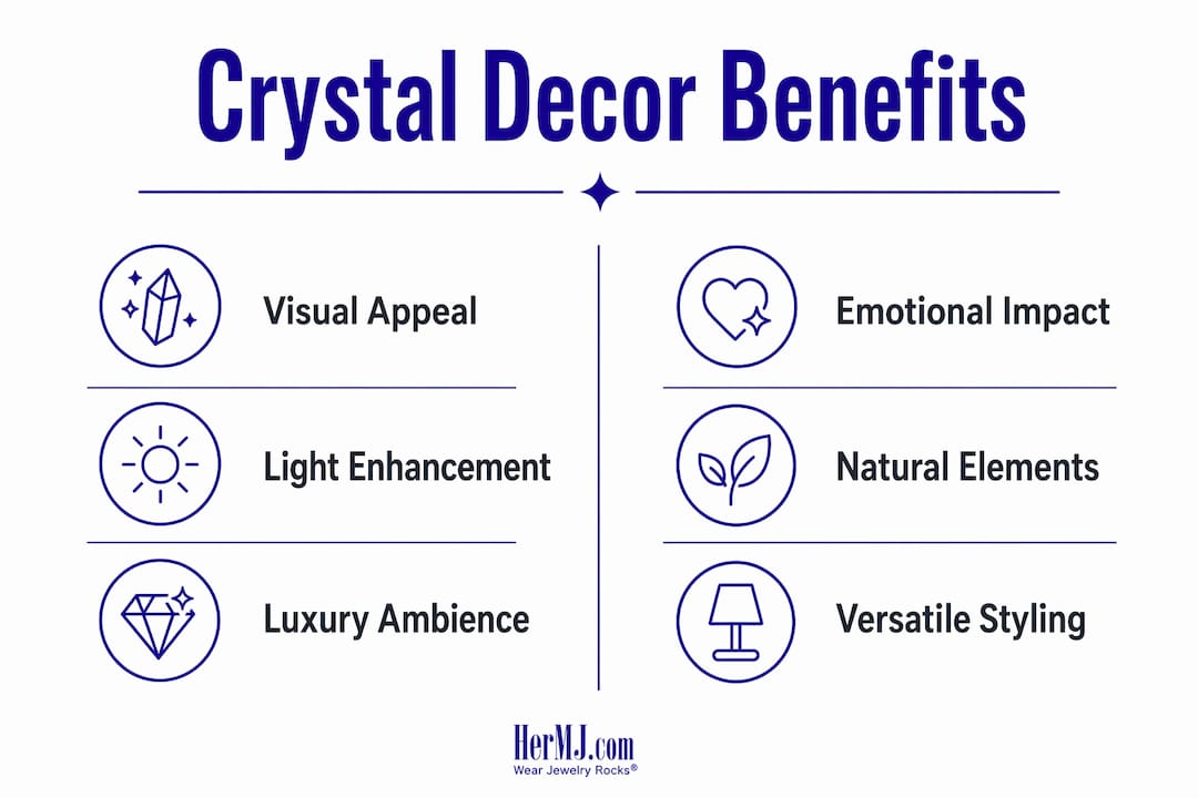 What Is Crystal Decor? A Home Design Guide Infographic showing benefits of crystal decor