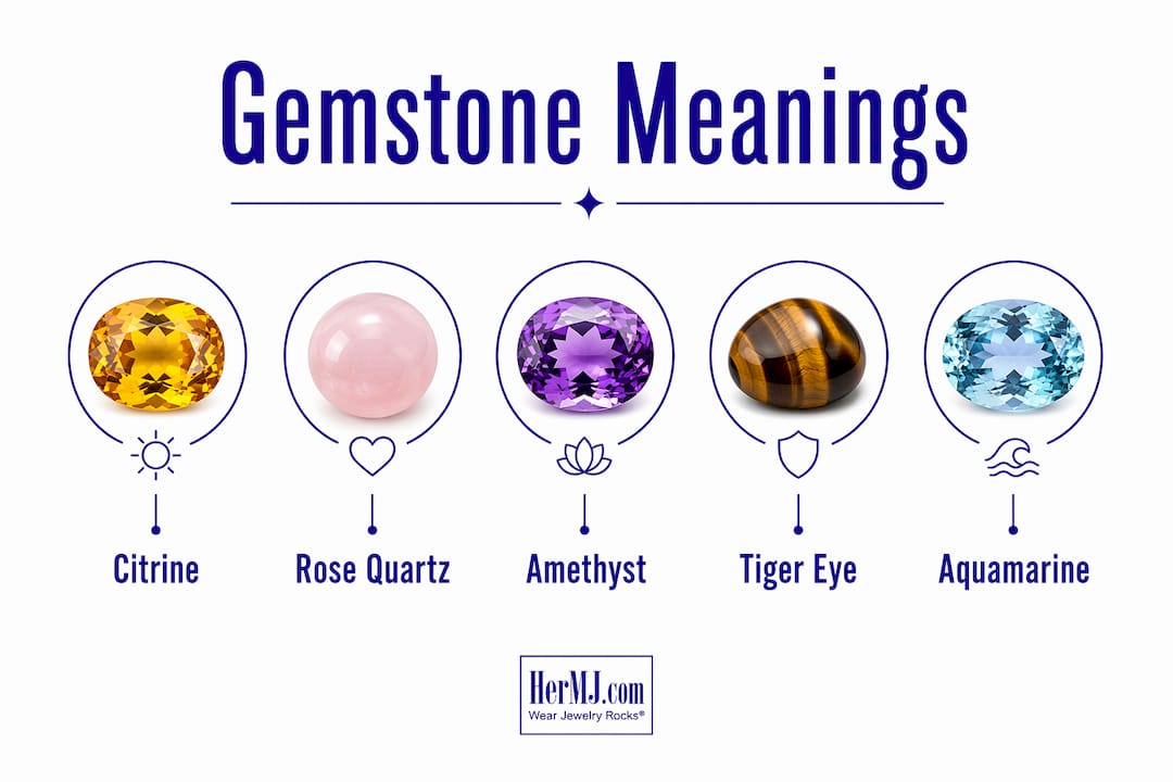Gemstone Jewelry Gifts for a New Home: Annual Guide Infographic showing gemstone symbolic meanings for home gifts