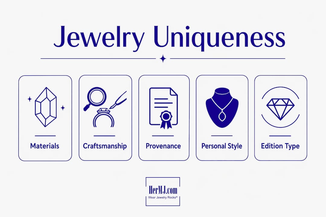 What Makes Jewelry Unique: A Complete Style Guide Infographic illustrating factors that make jewelry unique